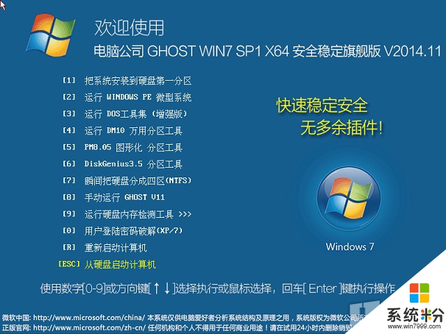 电脑公司 GHOST WIN7 SP1 64位 安全稳定旗舰版 V2015.04