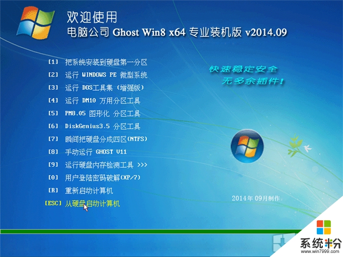 电脑公司 Ghost Win8 x64 专业装机版 v2014.09