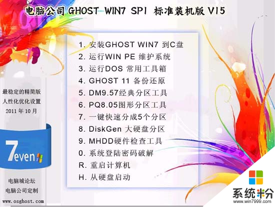 电脑公司 GHOST WIN7 SP1 X32 标准装机版 V15.0