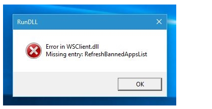 Win10老是提示Error in WSClient.dll Missing Entry解决方法