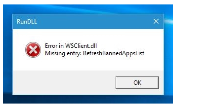 Win10老是提示Error in WSClient.dll Missing Entry解決方法