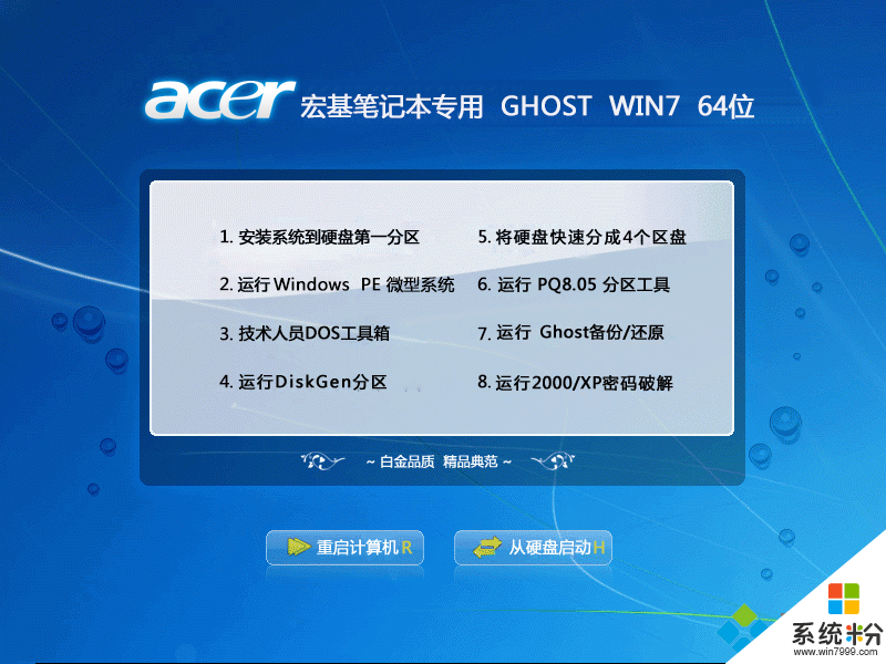 宏基笔记本专用Ghost win7 64位官方优化版安装部署