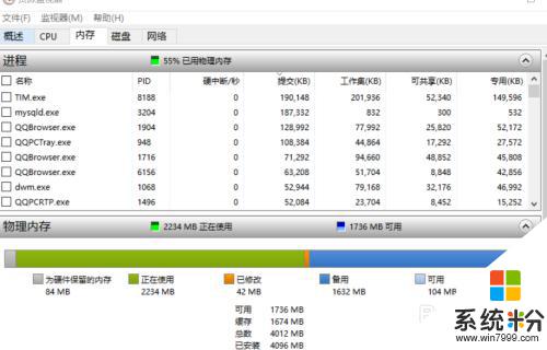 电脑怎么查看内存占用率 win10如何查看内存使用率