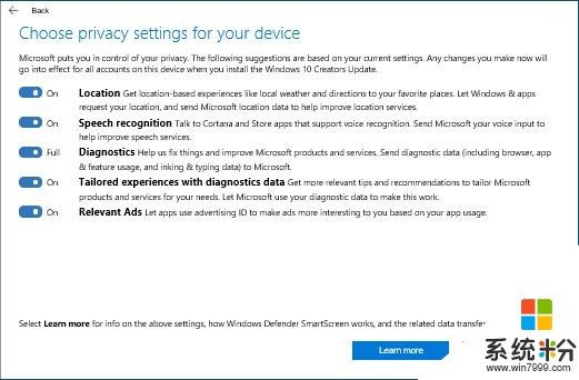 微软官博：Windows 10创作者更新的隐私设置介绍(2)