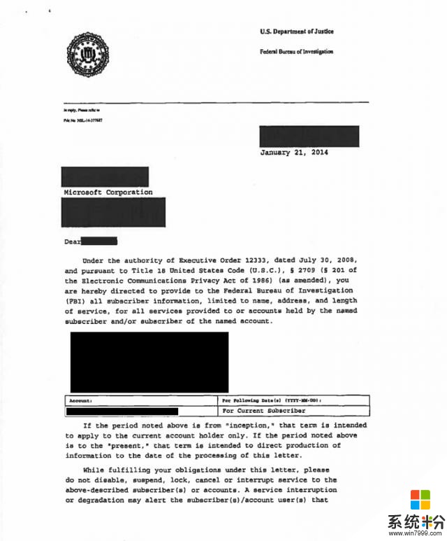 微软在透明度报告中透露新的情报部门请求(1)