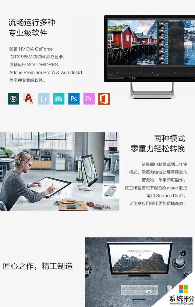 微軟 Surface Studio 28英寸可變形 觸摸一體機 全球頂尖設計專用設備!(3)