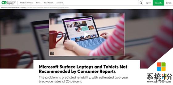美国消费者报告取消对Surface的推荐 因其返修率达25%(2)