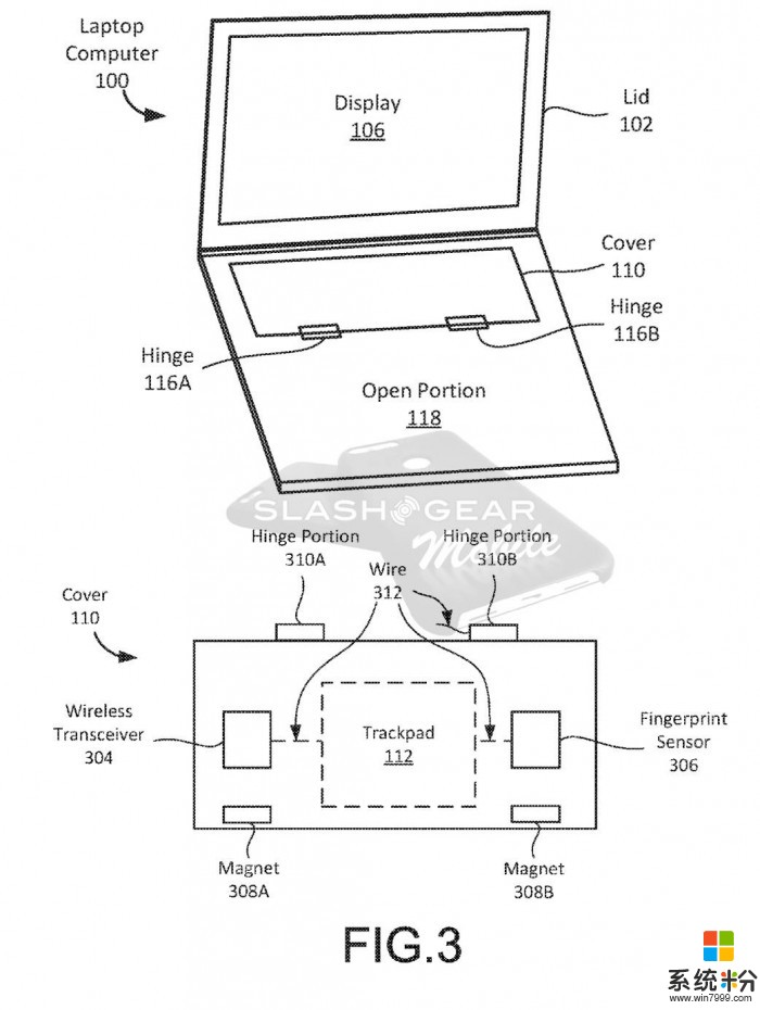 谷歌笔记本新专利：平板模式下磁性铰链可覆盖键盘(1)