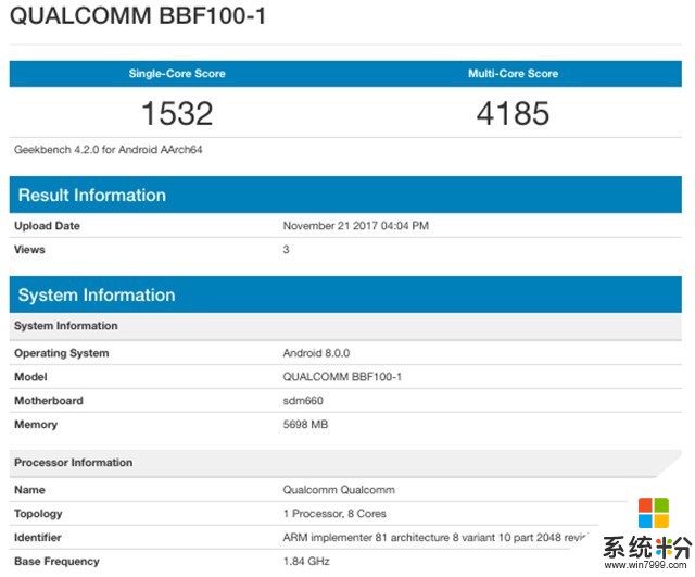 黑莓KEYone新機現身跑分站：6GB內存+驍龍660