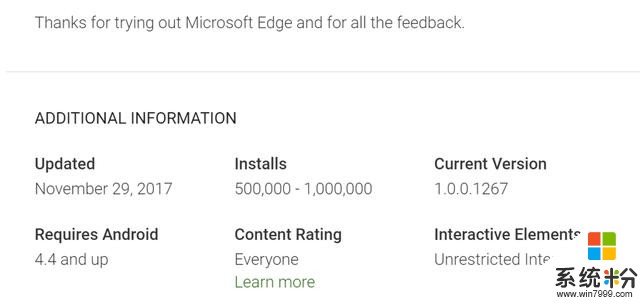 小胜利：微软Edge浏览器安卓版下载量破50万(2)