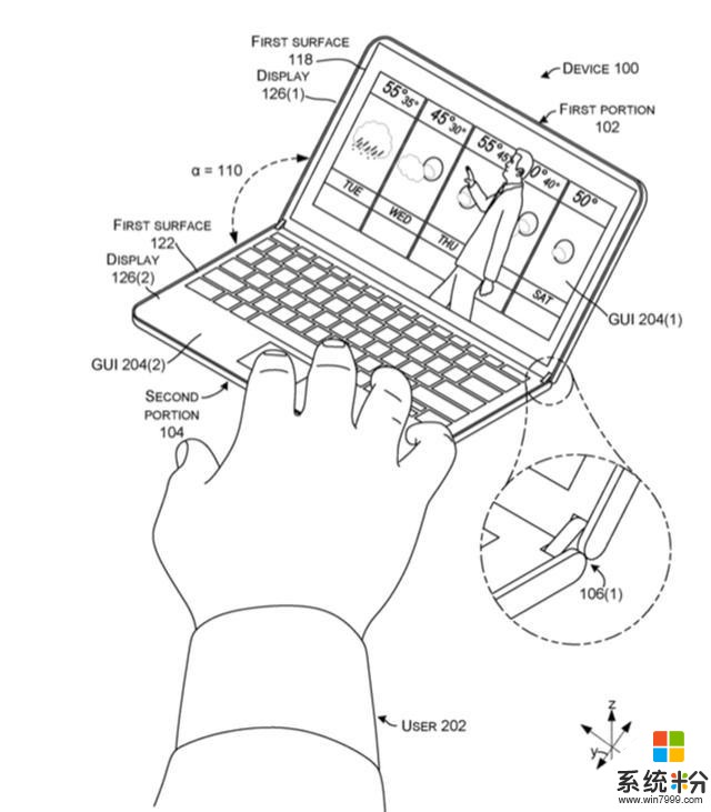 专利显示微软正在尝试一种双屏可折叠平板电脑