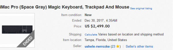 售价近万 iMac Pro配套太空灰键盘在eBay遭爆炒(3)