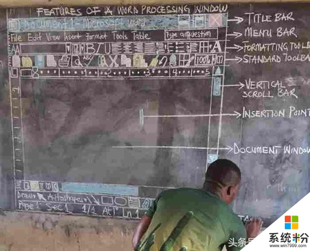 加纳教师没有电脑，因此他在黑板上绘制了微软Word(1)