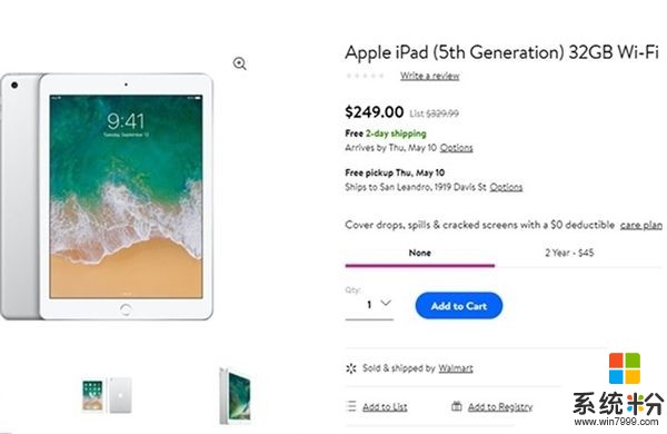 沃尔玛第五代iPad仅售249美元 降价80美元(1)