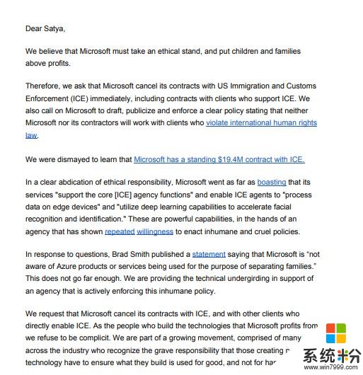 谴责ICE合同的微软员工公开信已获得超过300个签名(2)