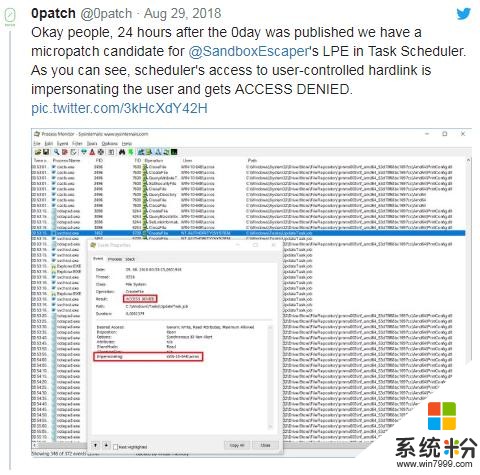 微软动作太慢 0patch抢先推出Windows 10计划任务0-day漏洞补丁(2)