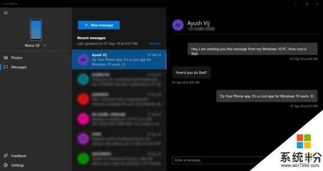 微软Windows 10的Your Phone应用终于可以用来发短信了(2)