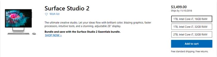 微軟Surface Studio 2開啟預訂 官網售價3499美元起(4)