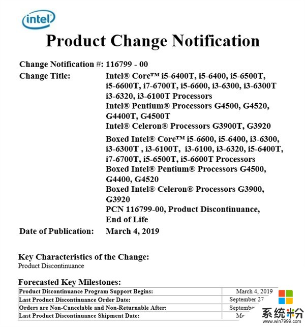 英特爾宣布第六代Skylake進入EOL階段(2)