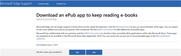 微软宣布：Windows 10 Edge浏览器将停止支持ePub电子书(2)