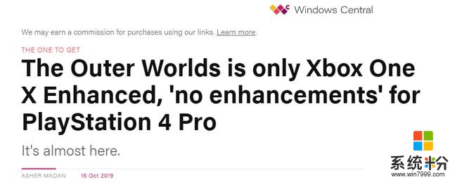微软战略？黑曜石《天外世界》仅在XB1X上支持4K画质(1)
