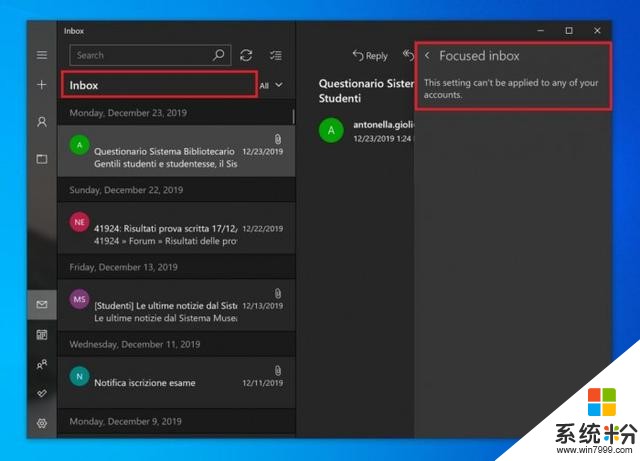 微软疑要放弃Windows10Mail应用的Focusedinbox功能(1)