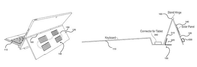 微软Surface新专利曝光，机身内部集成太阳能充电版(1)