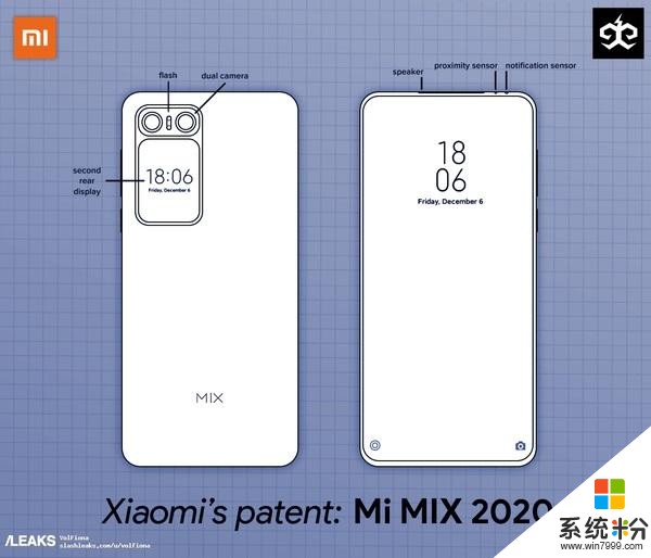 小米MIX2020外观专利曝光：屏下摄像头+后置副屏(2)