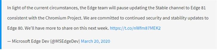 微软暂停Chromium版Edge版本更新(2)