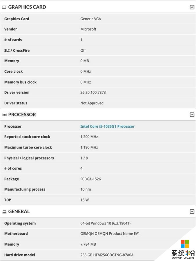 Surface Book 3在3DMark上亮相 搭載酷睿i5-1035G1(2)