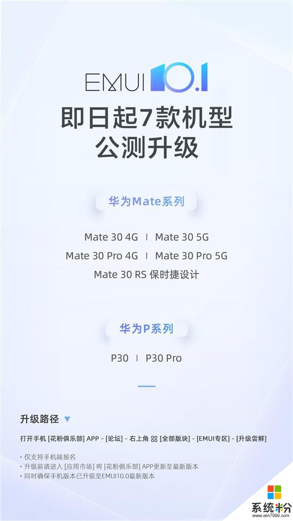 華為Mate 30/P30係列開啟EMUI 10.1公測：覆蓋7款機型(1)