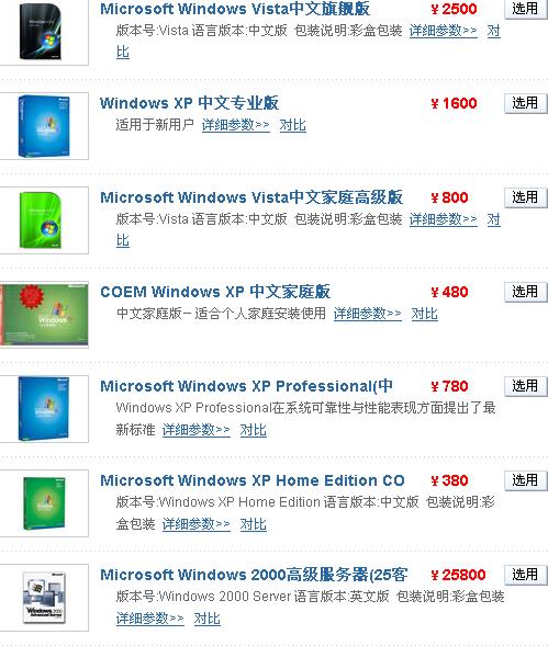 誰了解windowsxp正版多少錢