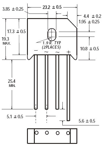 KBU610如何接线？ASEMI脚位脚距尺寸是多少的？