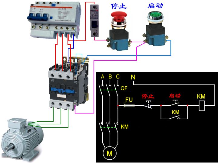三相220v交流接触器电相逆顺接线法
