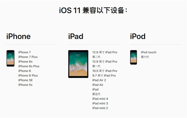 iOS 11兼容哪些设备？