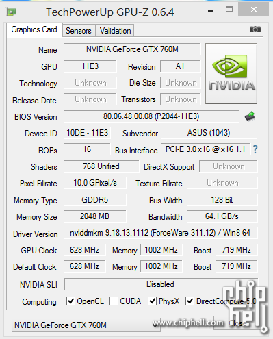 NVIDIA GeForce GTX1050 (Notebook)与