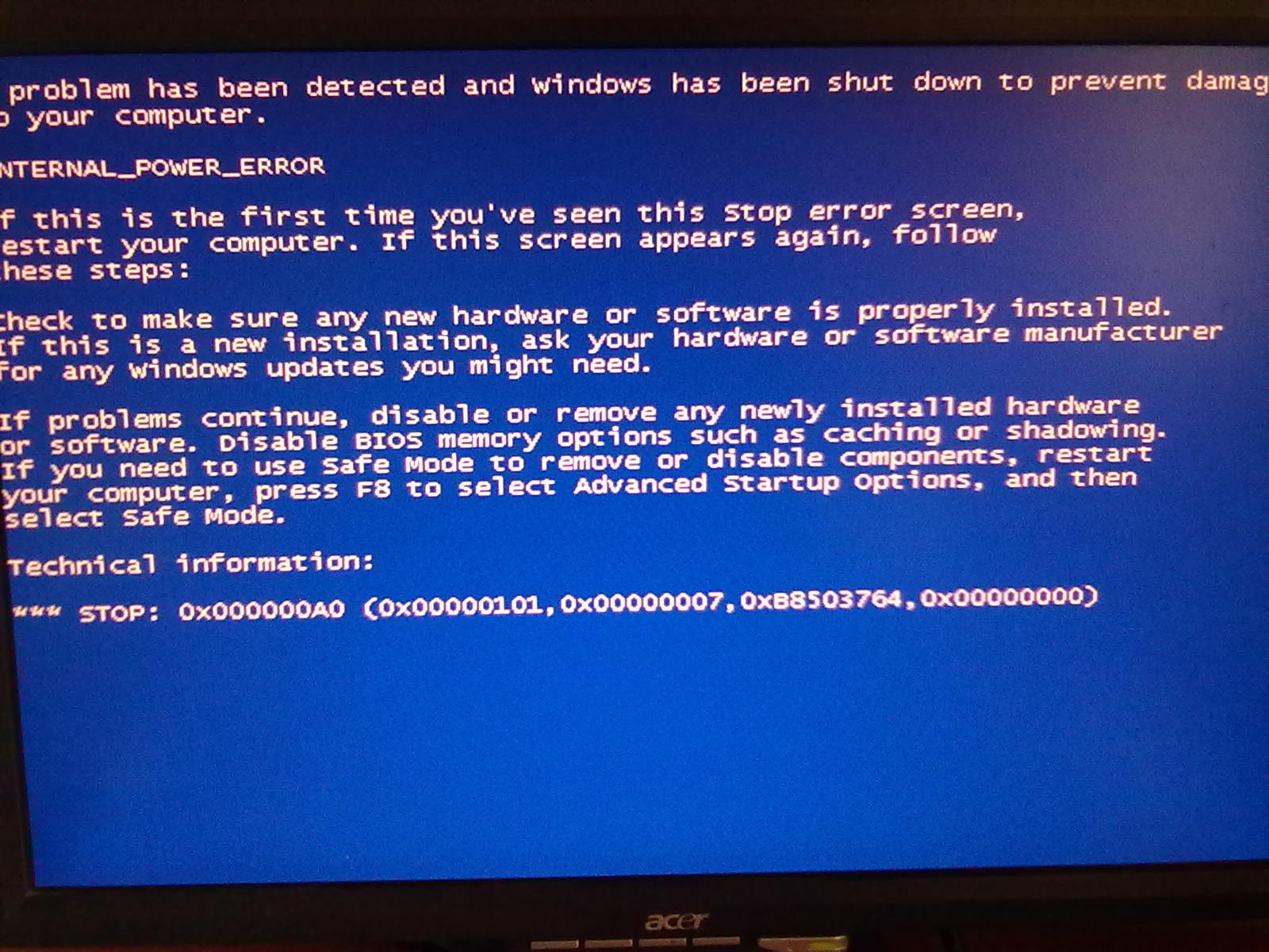 电脑蓝屏 求快速解决