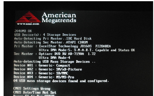 电脑开机显示american megatrends,而且总是自动重启