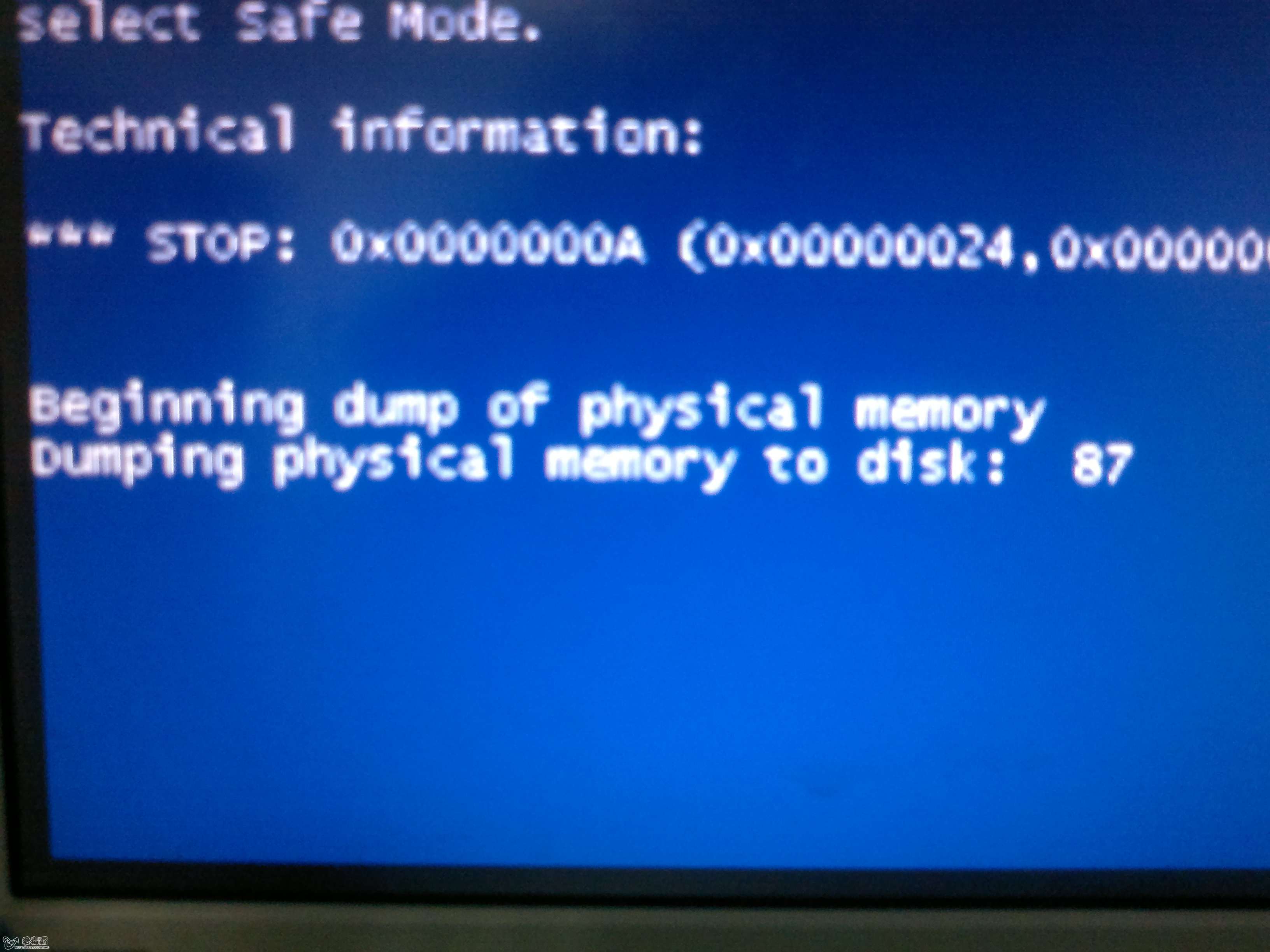 電腦死機之後藍屏了，重啟來不了了