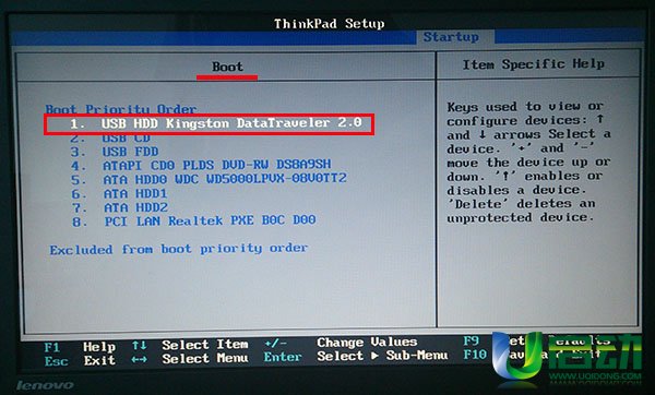 ThinkPad怎麼通過biosboot把u盤設為第一啟動項