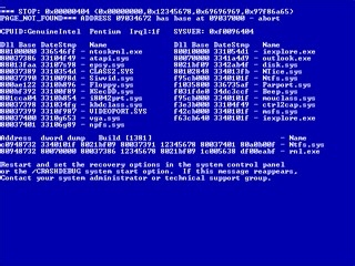 電腦藍屏代碼0×000000226