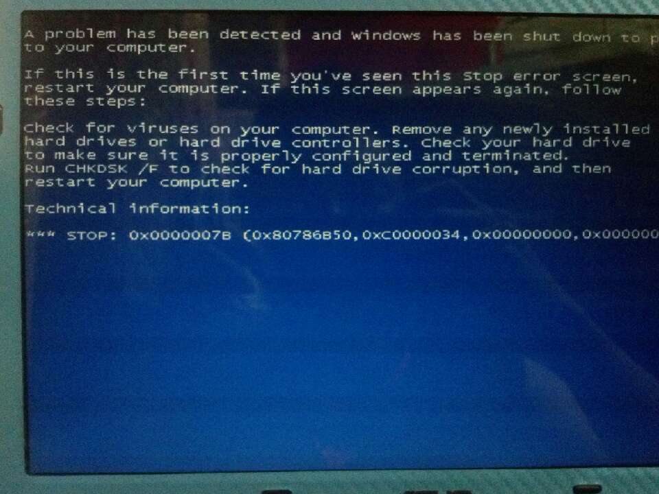 电脑蓝屏代码是prob1em0x0000007B