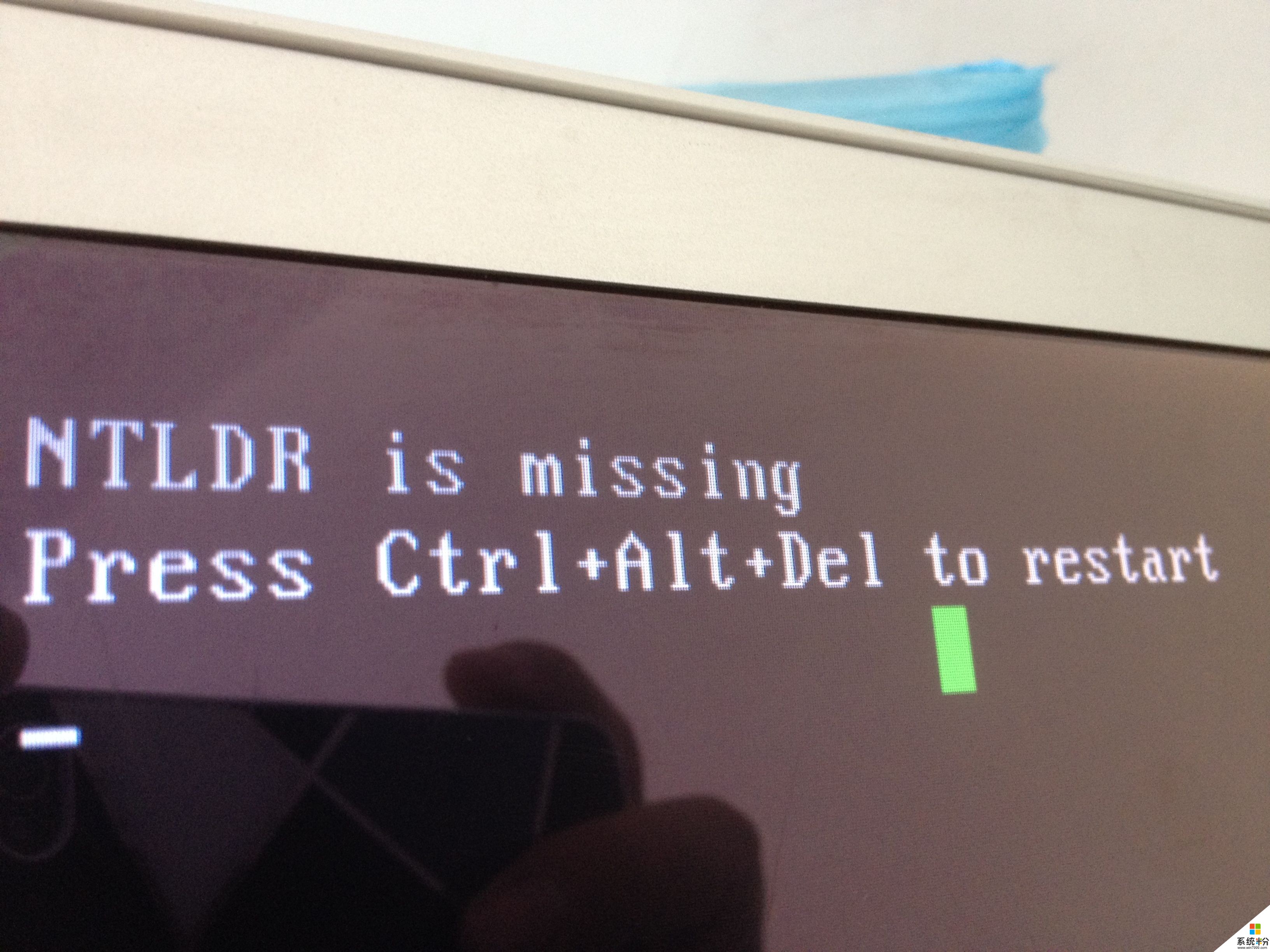 安装XP后失败显示NTLDR+is+missing按什么键都没有反应。(图1)