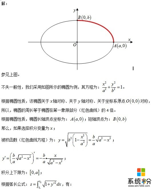 数学：椭圆周长怎么算？结果带积分的。(图1)